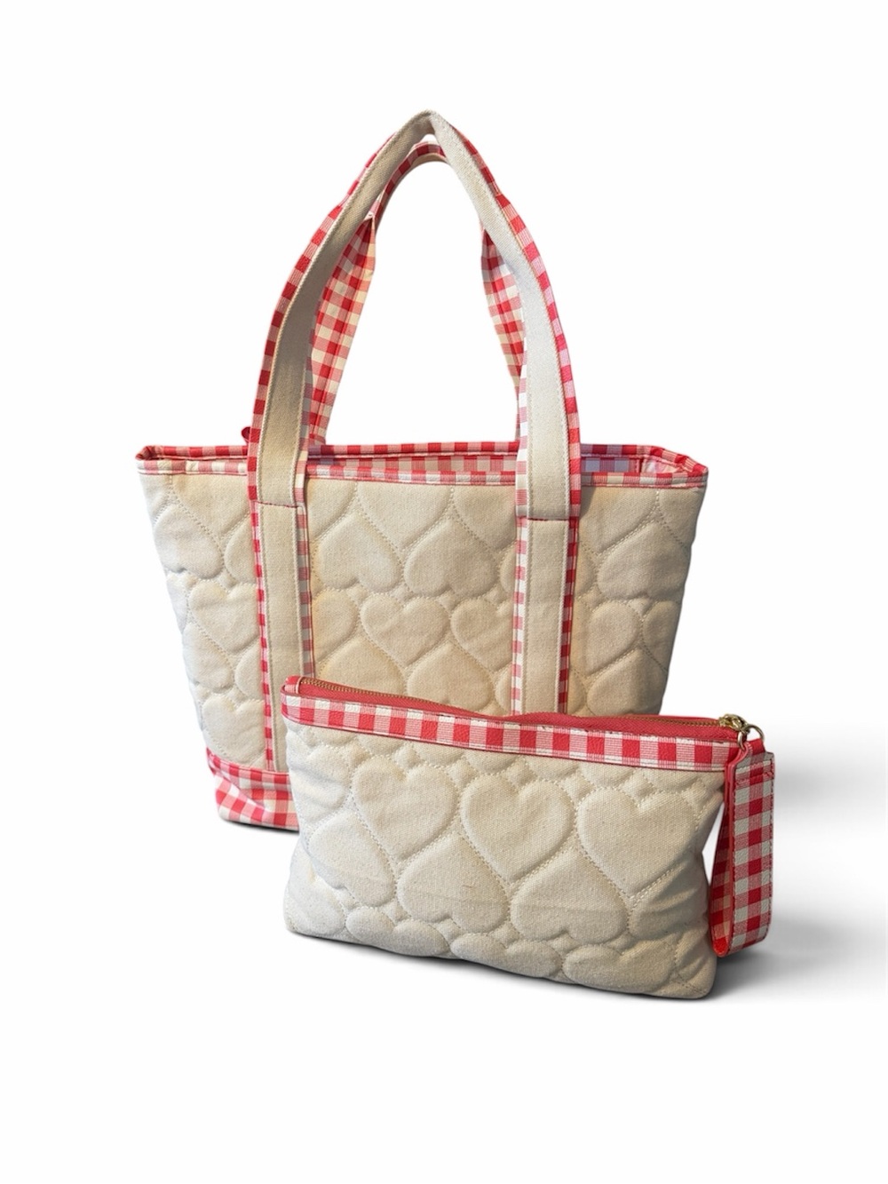 Betsey Johnson Watermelon Gingham Quilted Tote + Pouch Set ππ - Picture 9 of 10